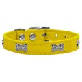 Mirage Pet Products Crystal Bone Genuine Leather Dog CollarYellow Size 14 83-112 Yw14